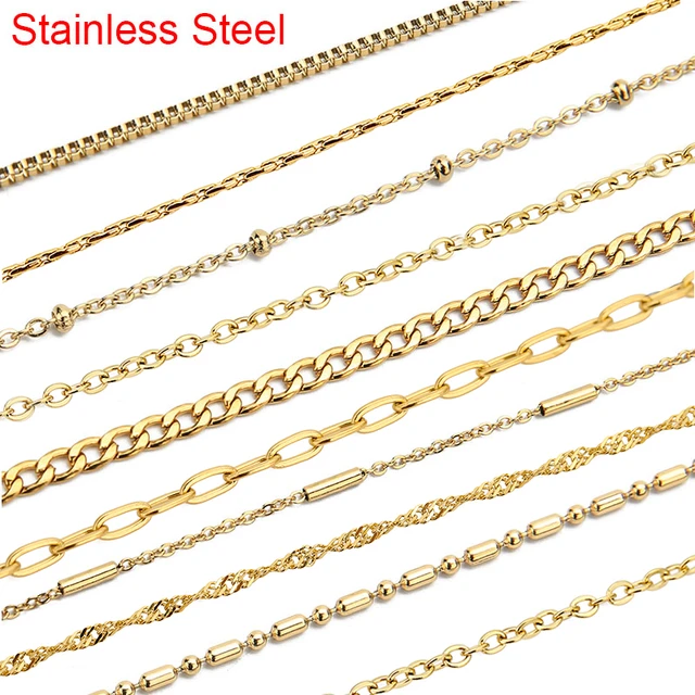 ABOOFAN 2pcs 2 Jewelry Chain Metal Necklace Chains Stainless Steel Chains  Necklace Chain Bulk Chains for Jewelry Making Jewelry findings for Making