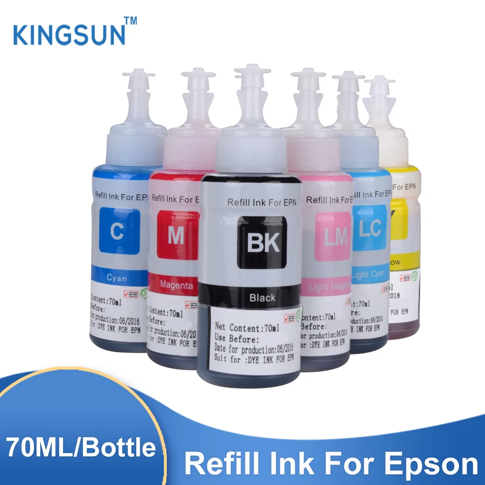 

673 Refill Dye Ink Compatible for EPN L800 L801 L805 L810 L850 L1800 L3150 Printer T6731 T6732 T6733 T6734 T6735 T6736 70ML