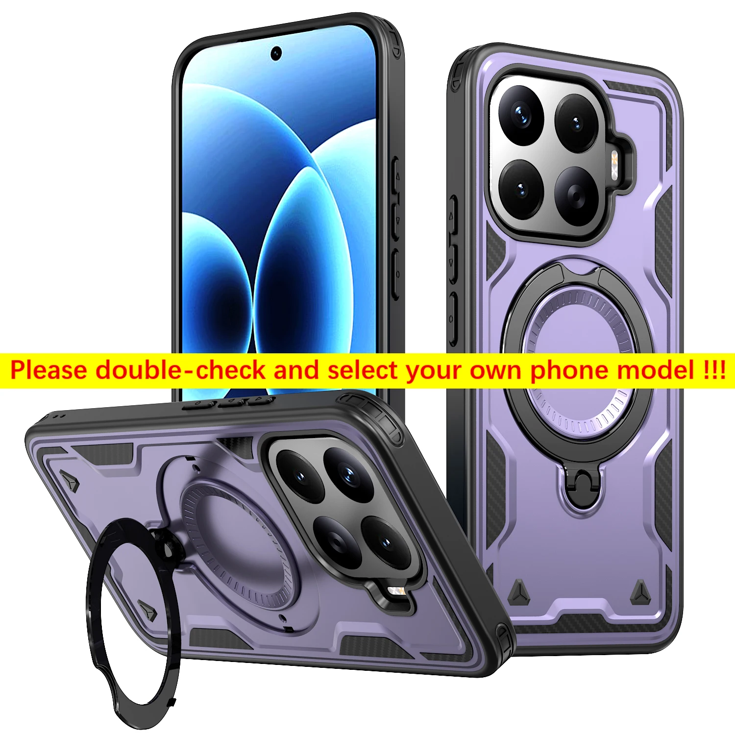 Luxury 360° Rotate Magnetic Stand Holder Shockproof Armor Tough Phone Case Cover