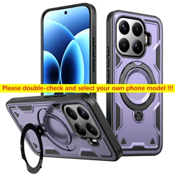 Luxury 360° Rotate Magnetic Stand Holder Shockproof Armor Tough Phone Case Cover for Xiaomi 17T Pro (Purple)