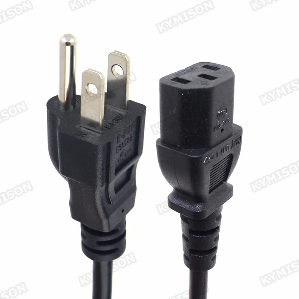 Фото Удлинительный кабель питания US NEMA 5-15P, 3 контакта к IEC320 C13, 18AWG, сертифицирован UL, Япония, Канада, Бразилия (3*0,824) №1