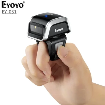 EYOYO 블루투스 링 무선 미니 핑거 바코드 리더, 2D 바코드 스캐너, 안드로이드 IOS PC PDF417 데이터 매트릭스 스캐너