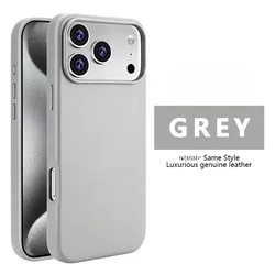 Elegant Leather Phone Case with Magnetic Wireless Charging and Shockproof Protection - iPhone 18 Pro Max (Grey)