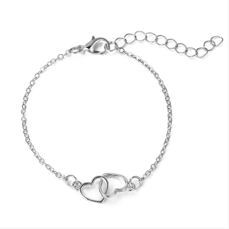 Bracelet Heart To Heart Matching Double Small Hollow Bracelet Simplicity Style Fashionable Temperament