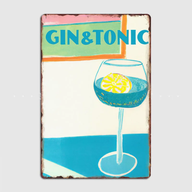 Blue Gin Tonic Cocktail Beer Metal Poster Elf Bar Living Bbq Room Wall Decor Cinema Living Custom Tin Vintage Home Decor