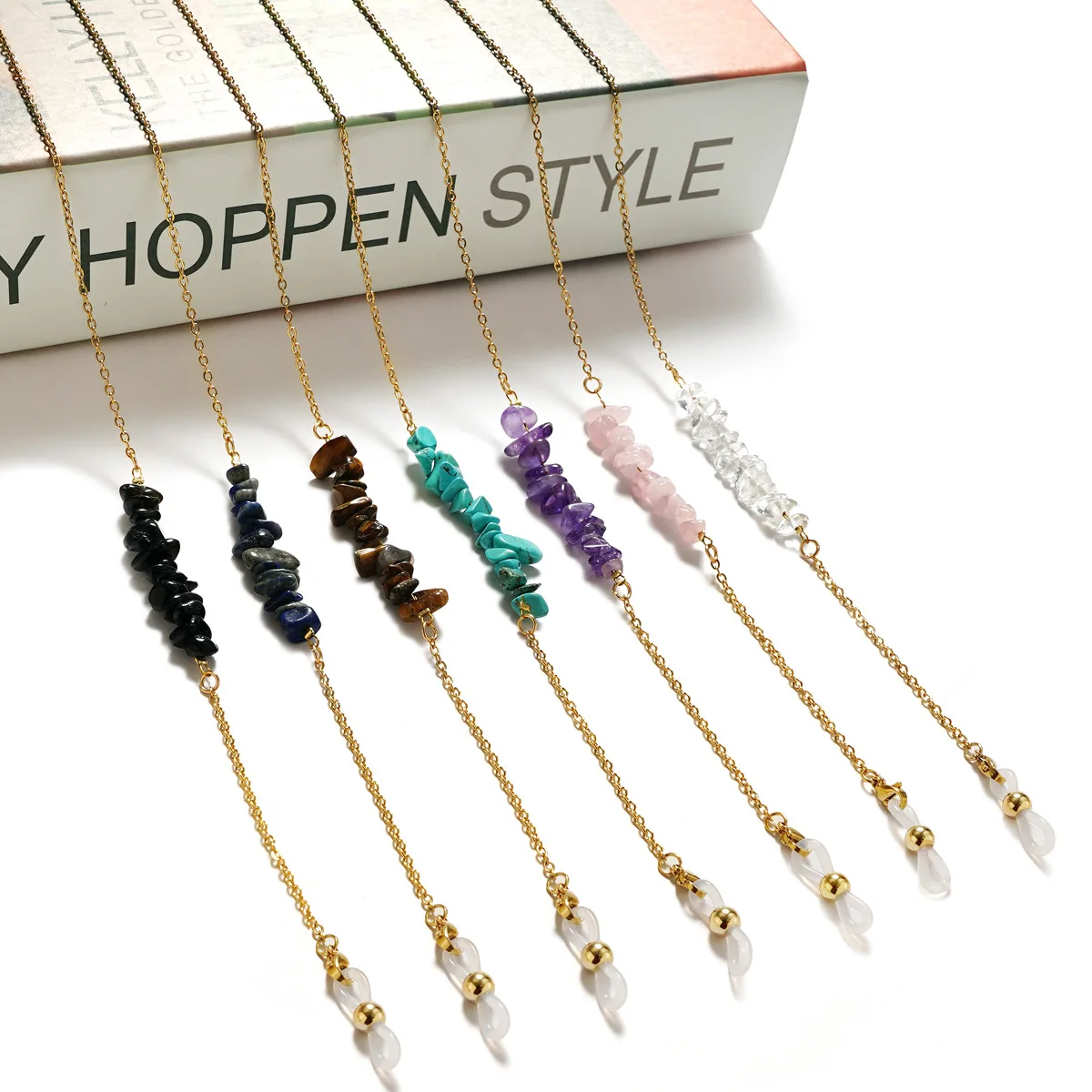 

Green Small Stones Mask Stainless Steel O-chain Glasses Chain for Women Sunglass Lanyards Holder Neck Cord Hang on Neck Jewelry