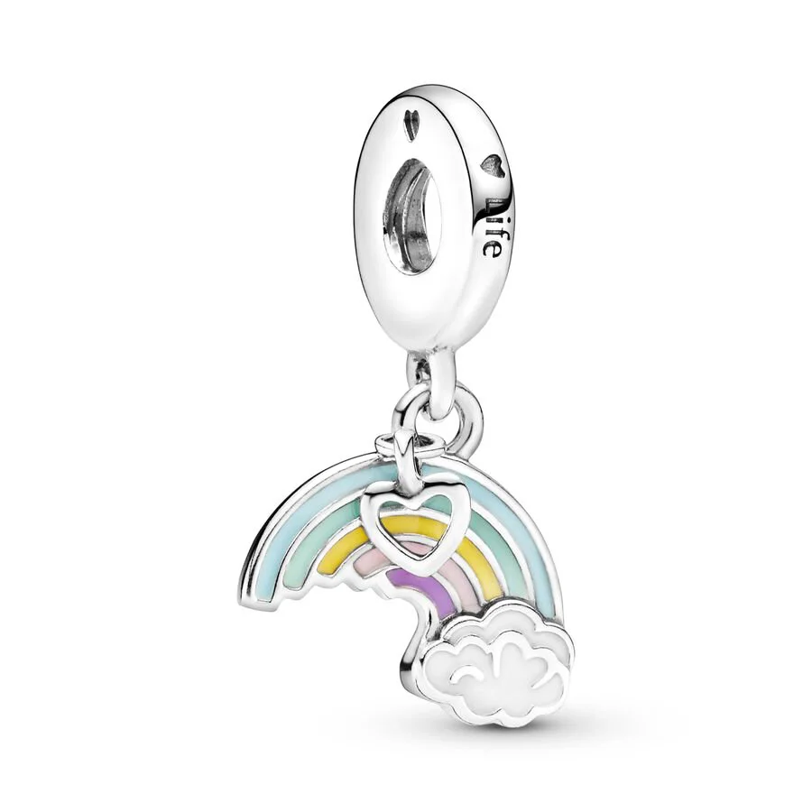 New Arrivals Color Rainbow Dangle Charms Beads Fit Original European 925 Sterling Silver Bracelet DIY Women Fashion Jewelry Gift 2