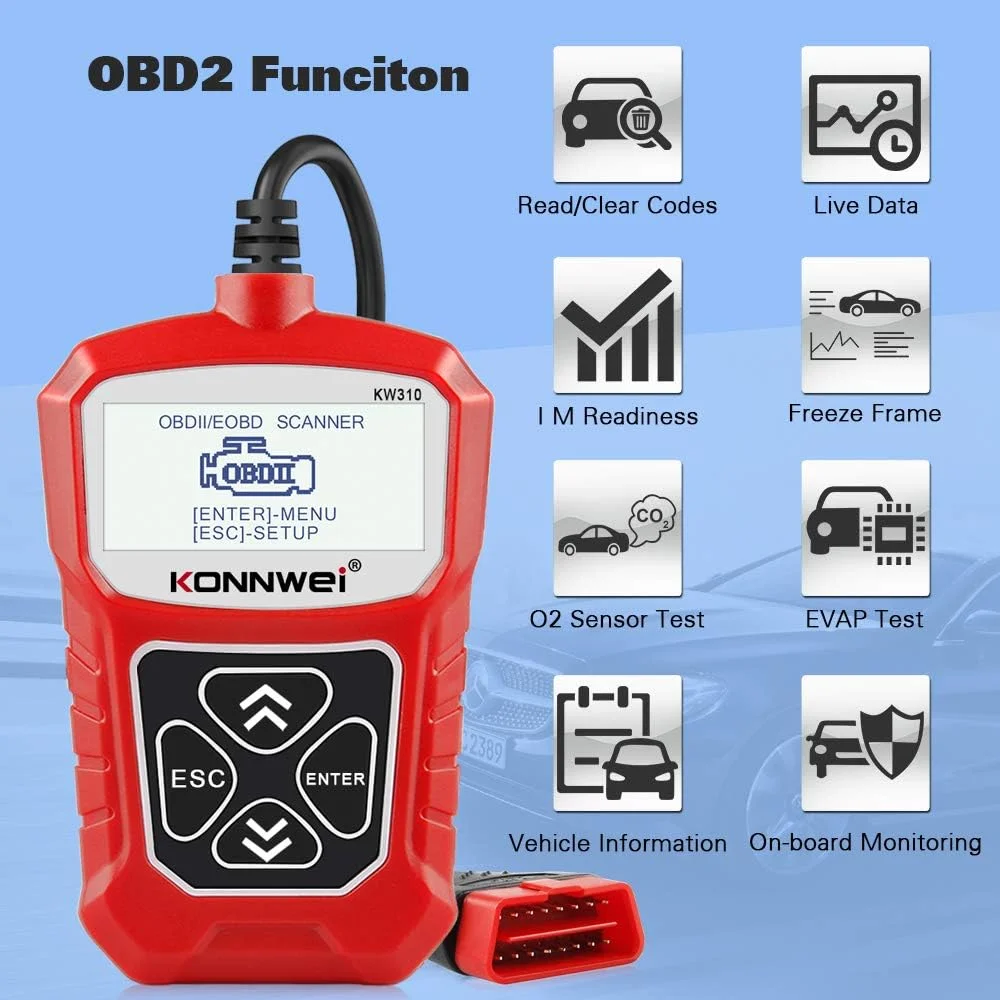2025 KONNWEI KW310 Car Scanner OBD2 Scanner Auto Code Reader Diagnostic Check Engine Light Scan Tool for OBD II Cars After 1996 2