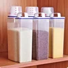 1Pc Sealed Cereal Insect-Proof Rice Bucket with Measuring Cup Transparent Rotary Food Moistureproof Tank Kitchen Storage Box 2KG 1