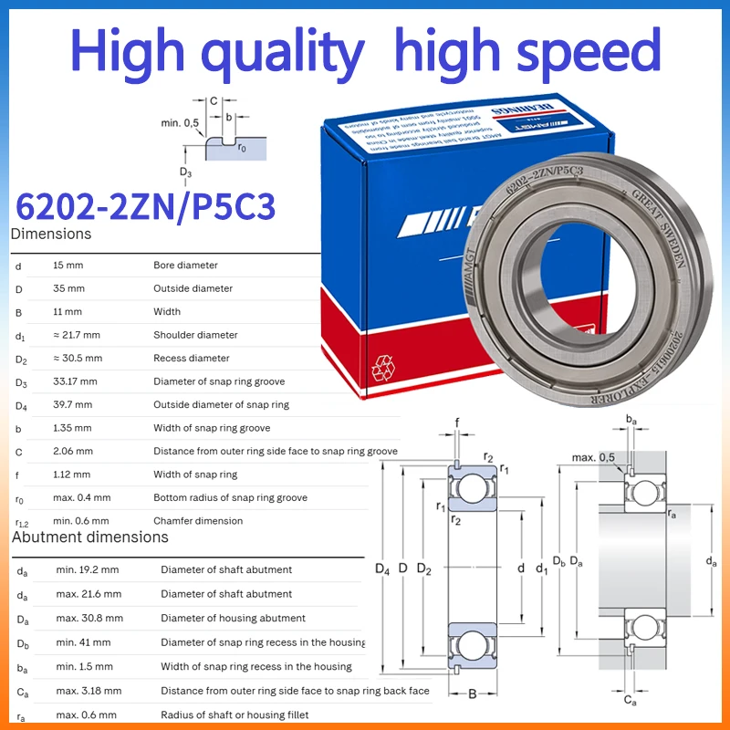 AMGT bearing 6202 6202-2RS 6202-2Z 6202-2ZN 6202NR 6202-2RSNR Deep