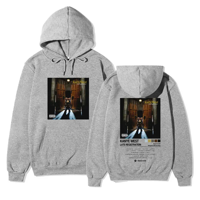 Vintage 2005 Kanye West Late Registration Tour Hoodie Sweatshirts Hip Hop Gothic Long-sleeved Sweatshirt Male Streetwear Hoodies