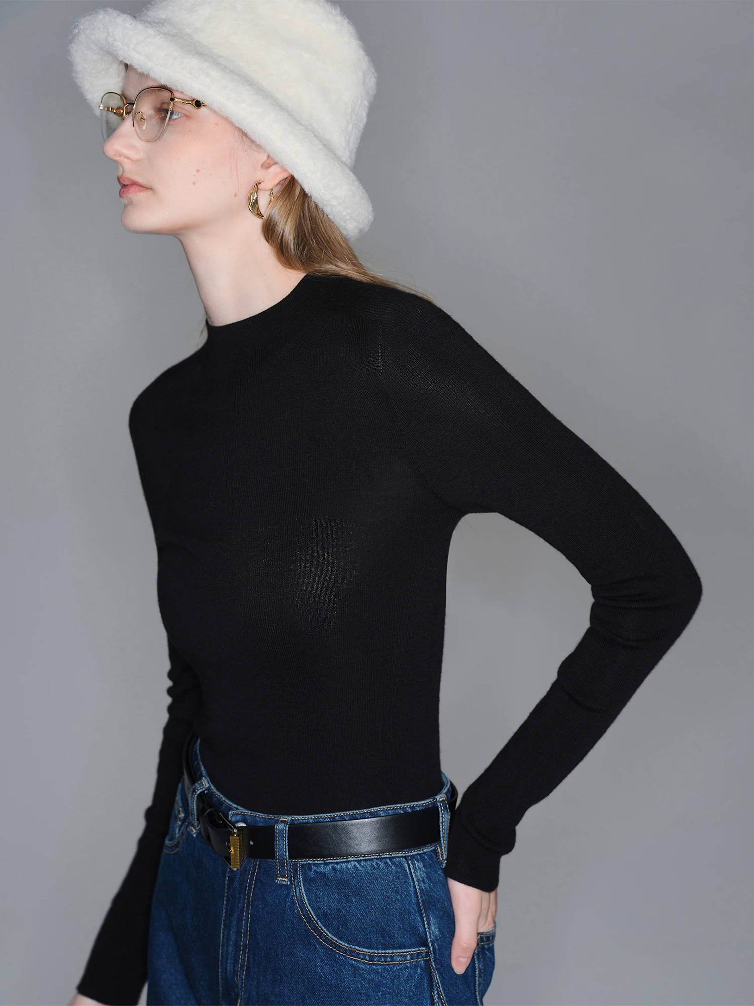 زيكياو تيشيرت صوف نسائي محبوك