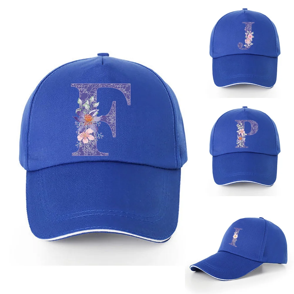 

Unisex Cap New Summer Casual Adjustable Sunscreen Visors Hats Purple Flower Print Baseball Caps Street Hip Hop Snapback Sun Hat