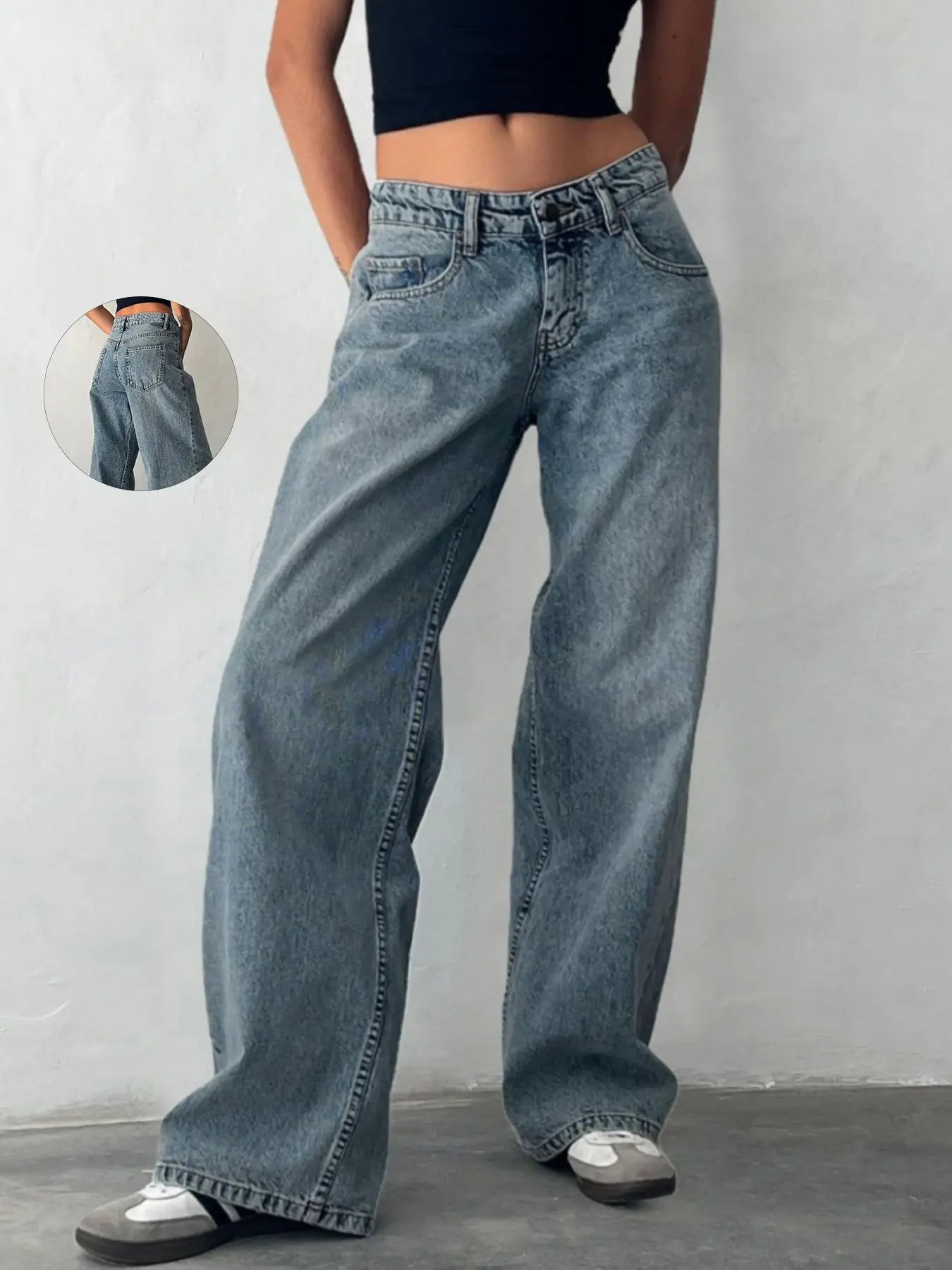 Y2K Baggy Jeans for Women Trendy Low Rise Casual Straight Leg Boyfriend Jeans Denim Pants with Pocket Streetwear