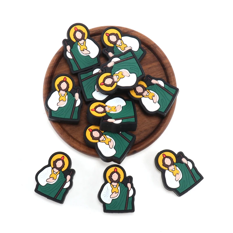 126PCS Silicone Cross Focal Beads Jesus Silicone Round Bead 15mm Cross For DIY Keychain Jewelry Making Necklace Lanyards Craft