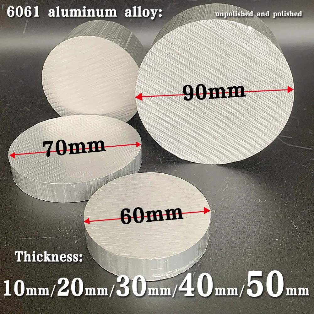 6061 aluminum alloy solid round rod diameter &Phi; 60mm &Phi; 70mm &Phi; 80mm &Phi; 90mm thickness 10mm 20mm 30mm 40mm 50mm