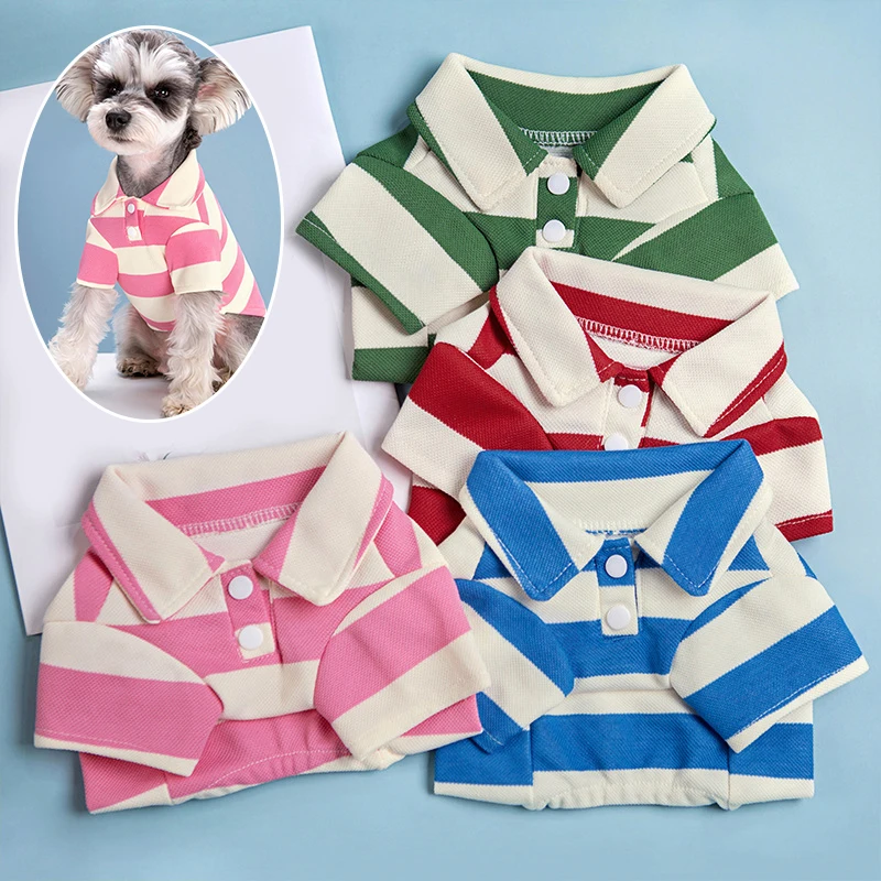 

2023 Classic Striped Dog Clothes Cotton Breathable T-shirt For Dogs Fashion Puppy Summer Clothes Bichon Poodle French Bulldog