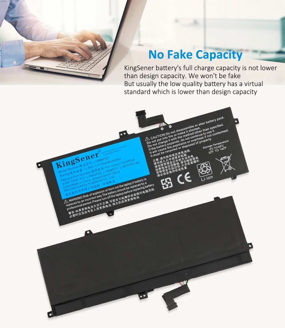 Kingsener-bateria para Lenovo Thinkpad L18m6pd1 X390 X395 X13 L18c6pd1 L18l6pd1 02dl017 Sb10k97655 02dl018 48wh ° Gen - Imagem 4