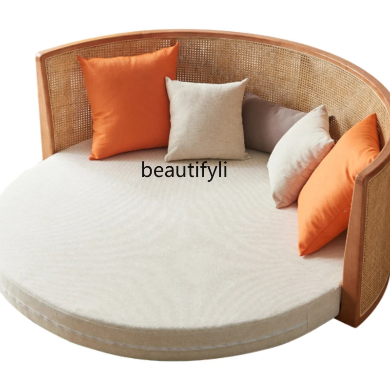 

Rattan Sofa Bed & Breakfast Japanese-Style Modern Minimalist Solid Wood Multi-Functional Folding Sofa Bed Living Room