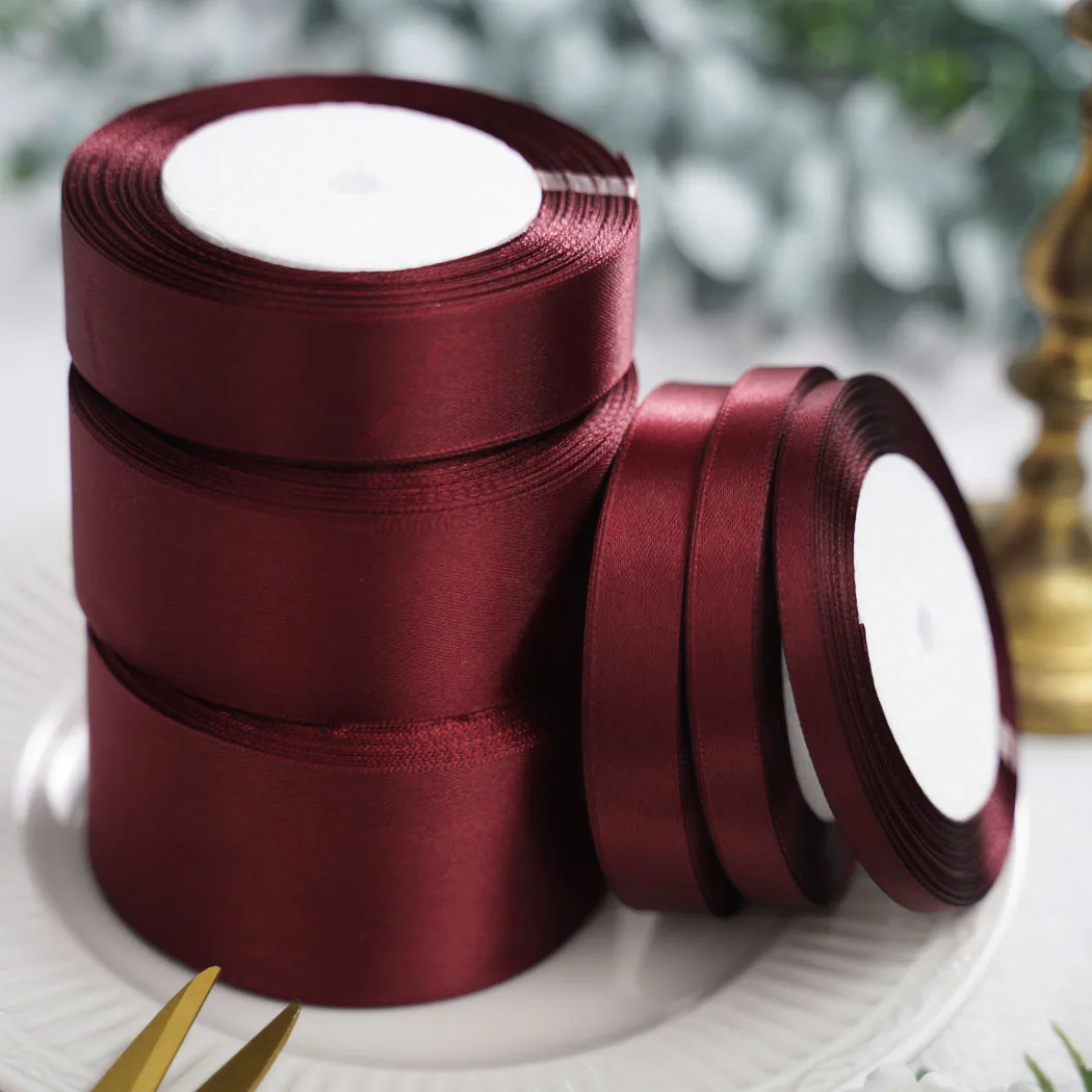 Burgundy Satin Ribbon 25yards 6mm 10mm 15mm 25mm 38mm 50mm Sash Gift Bow Handmade DIY Craft Wedding Party Supply Decoration Burgundy Satin Ribbon 25yards 6mm 10mm 15mm 25mm 38mm 50mm Sash Gift Bow Handmade DIY Craft Wedding Party Supply Decoration