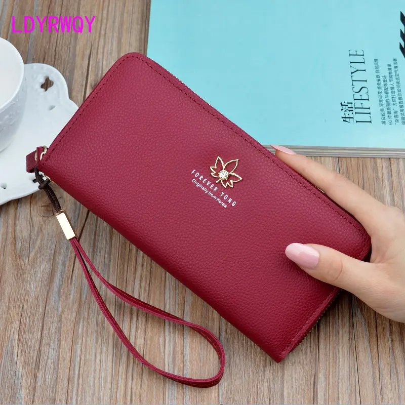 

New Women's Wallet Women's Long Fashion 2022 Japan South Korea Zipper Large Capacity Litchi Leaf Women's Handbag