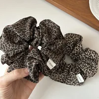 korea fashion Leopard print oversized scrunchie for women elastic big hair tie girls black hair rubber bands Retro hair rope - Image 2