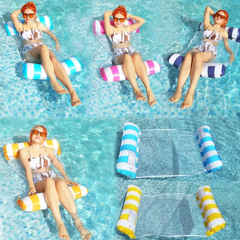 Foldable Floating Water Hammock Recliner Inflatable Floating Mattress Sea Ring Pool Party Toy Lounge Bed Swimming Accessories 5