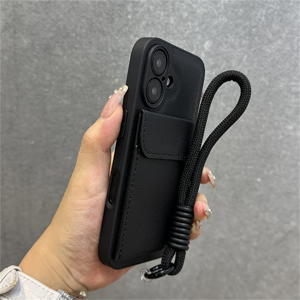 Personalised Leather Phone Case With Wrist Strap For Iphone Pro Max_voghion.com