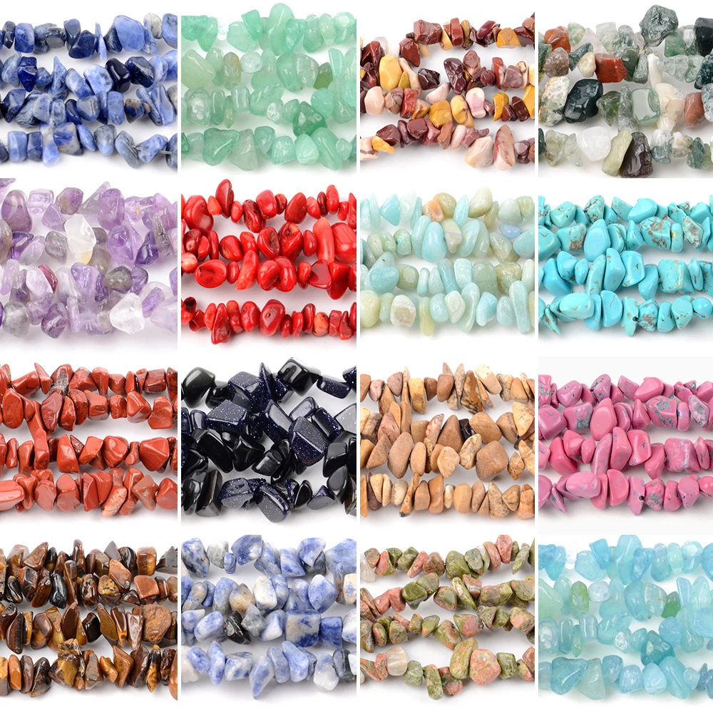Natural Stone Chips Beads 3-5-8-12mm Irregular Gravel Beads For Jewelry Making Freeform Beads Diy Necklace Bracelet 15''