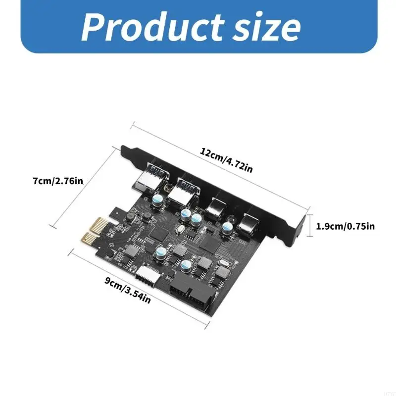 D7YC PCIE to USB Expansion Card 4 Ports 2x USB C 2x A PCIE Expansion Card C