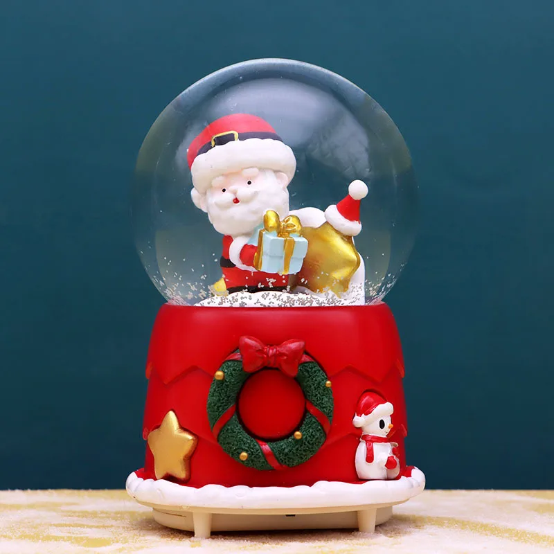 New Christmas Music Box Decorations Christmas Tree Old Man Crystal Ball Blessing Bag Creative Gift Snow Lights Carousel