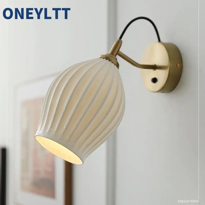 

Italian medieval wall lamp, study bedroom, Nordic bedside lamp, living room lamp, French ceramic designer lamp