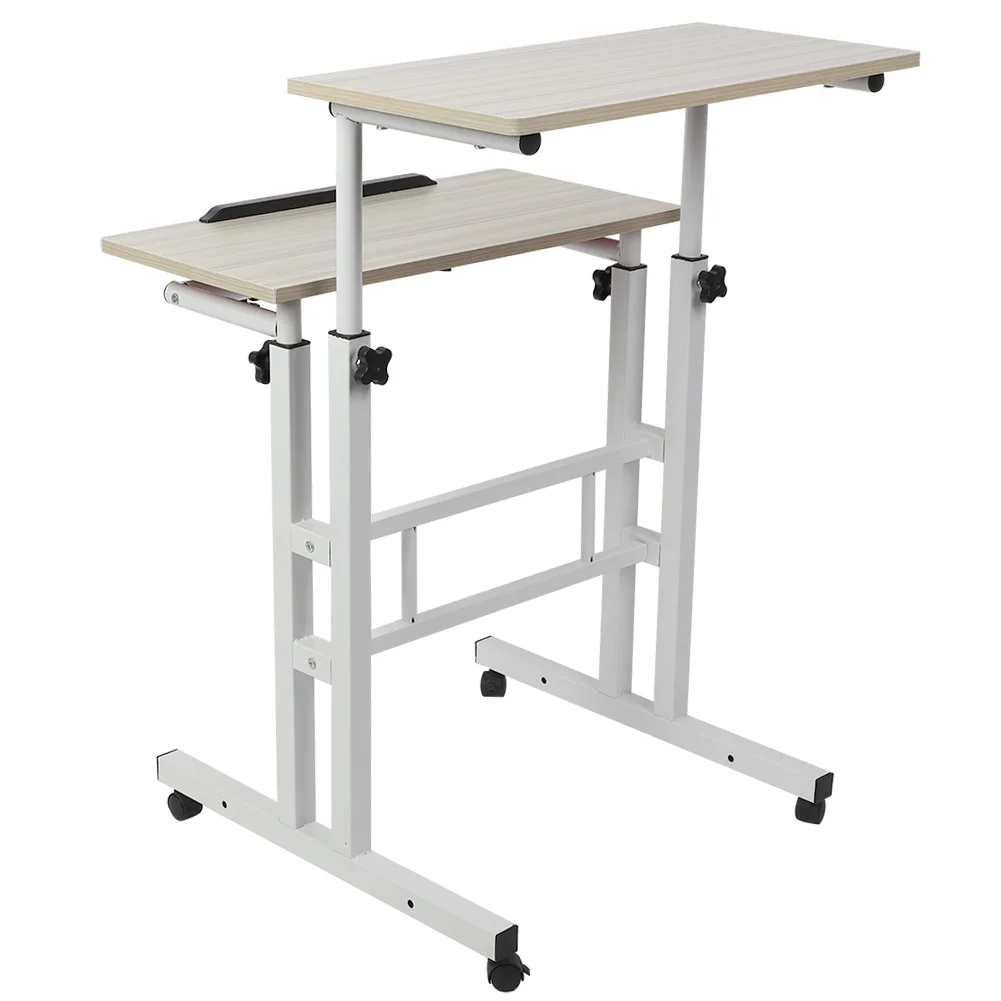 Laptop Computer Stand Desk Stand Up Laptop Desk 60cm Adjustable Height Stand Up Laptop Desk Computer Standing Desk with Rollers 5