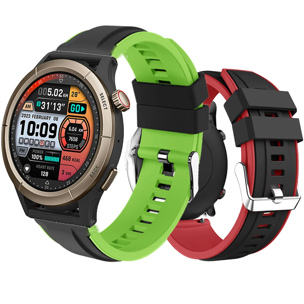

Ремешок для часов двухцветный для Amazfit Cheetah Pro Smart 22 мм, силиконовый браслет для Amazfit GTR 4 pace stratos 2s Correa