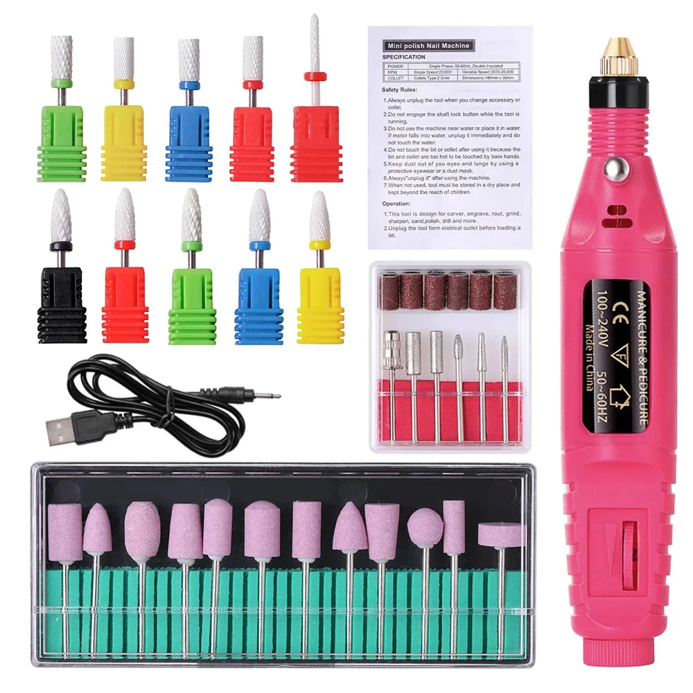 Nail Drill Machine Set Electric Nail Sander Gel Polish Remover Tools Driller Manicure Accessories nail drill set