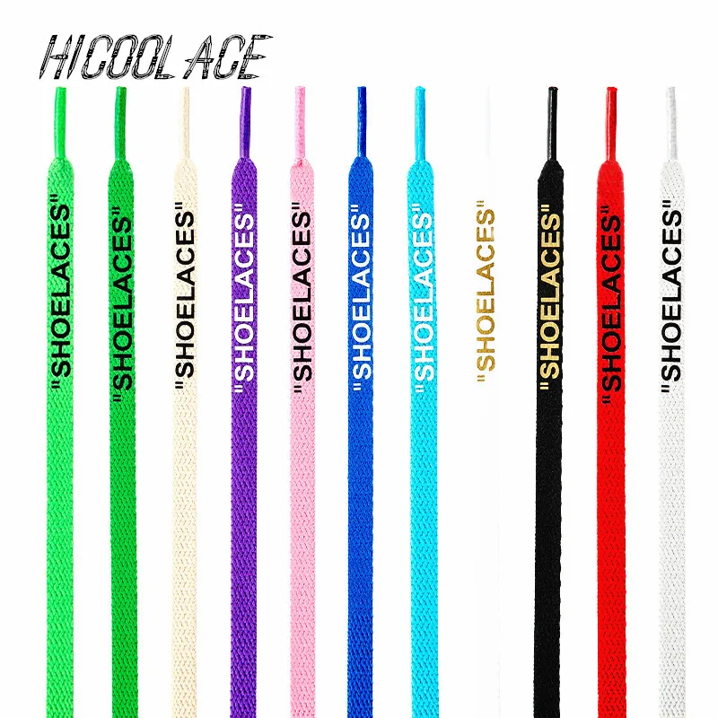 

Hot 40"/47"/55"/63" Flat SHOELACES Black White Printed Shoelaces Handmade Off Print Shoe Lace for Sneaker White Lace 1 Pair