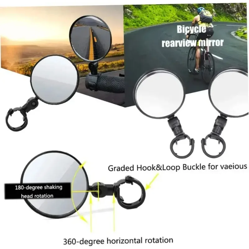 유니버설 360 °   조절 가능한 볼록형 자전거 백미러, 안전 주행을 위한 광각 사이클링 핸들바 백미러