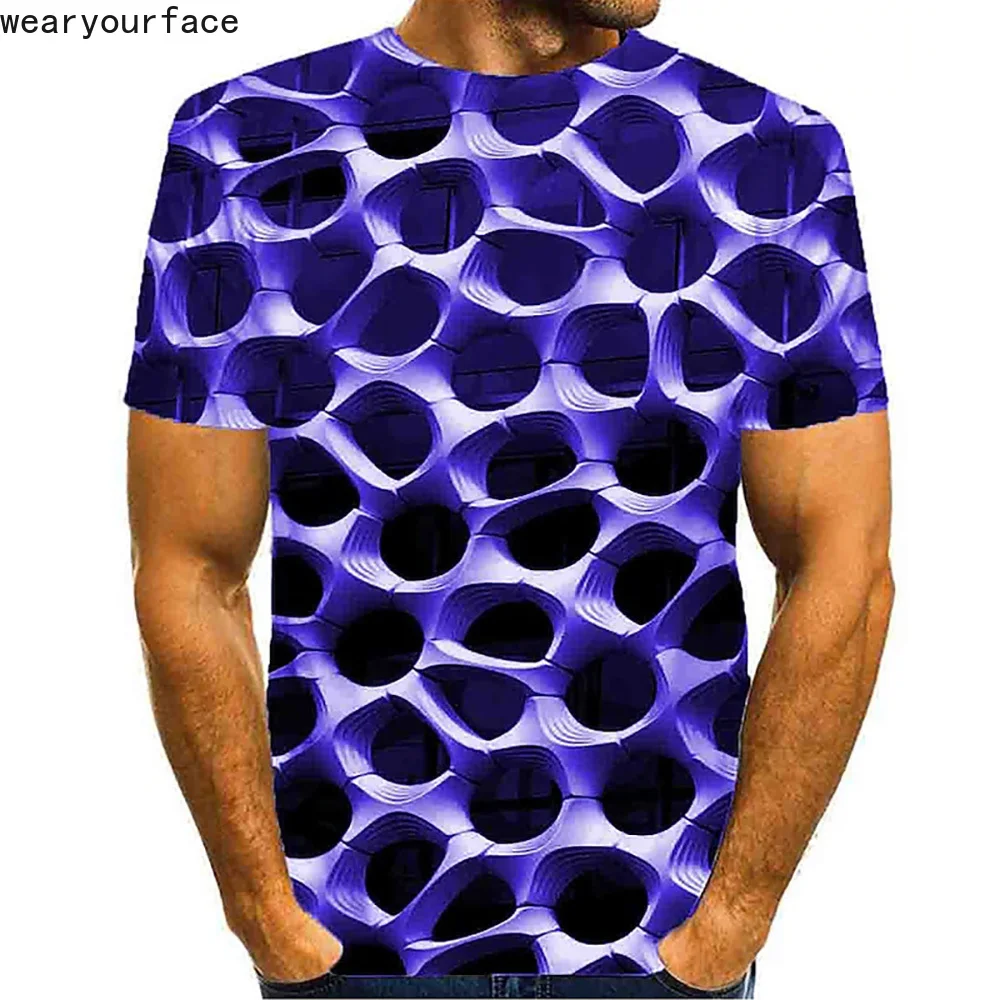 

3D Graphic Honeycomb 3D All Over Printed T Shirt Summer Funny Streetwear Sports Casual Vocation Short Sleeve Men Unisex Clothing