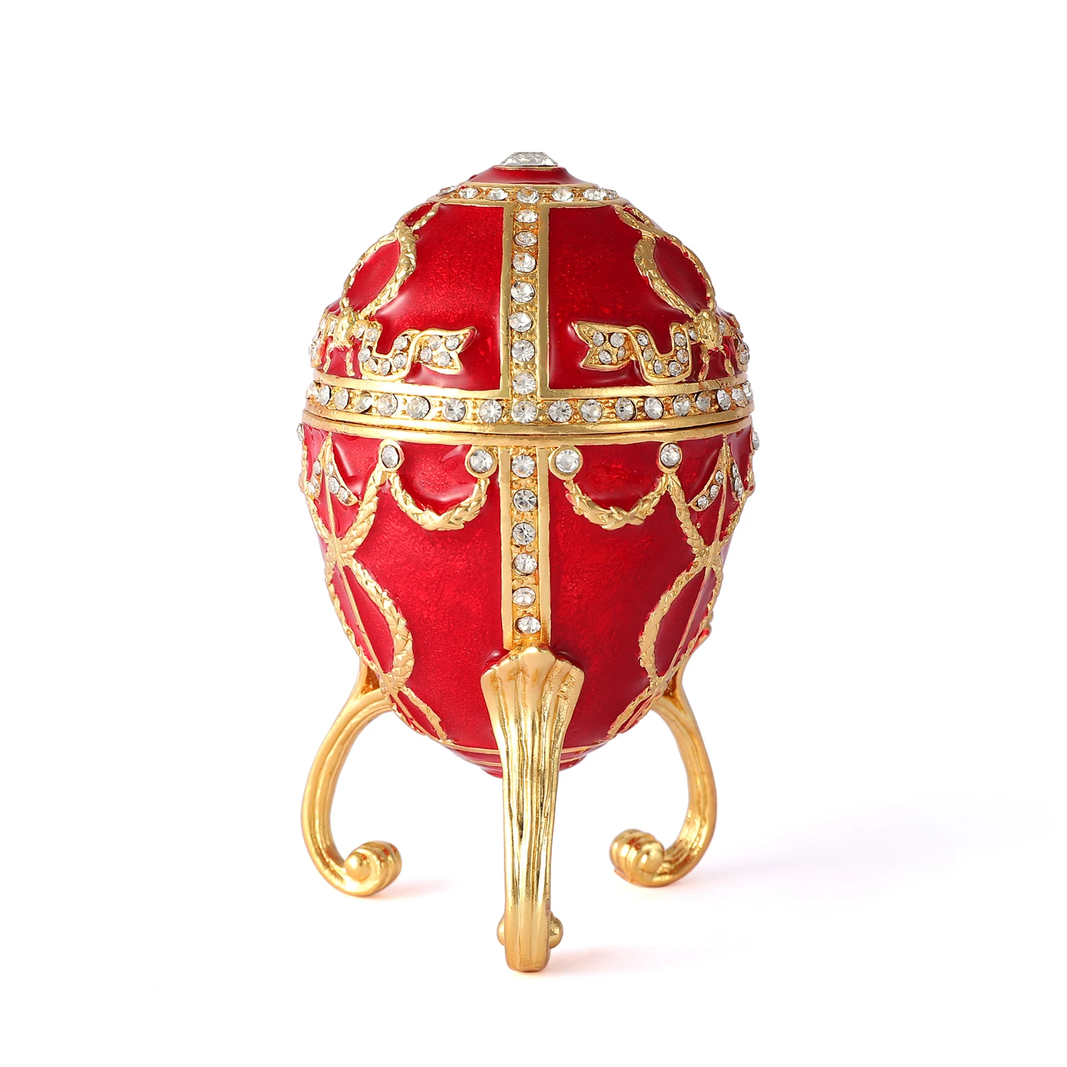 QIFU Unique Handicraft Red Faberge Egg for Trinket Box