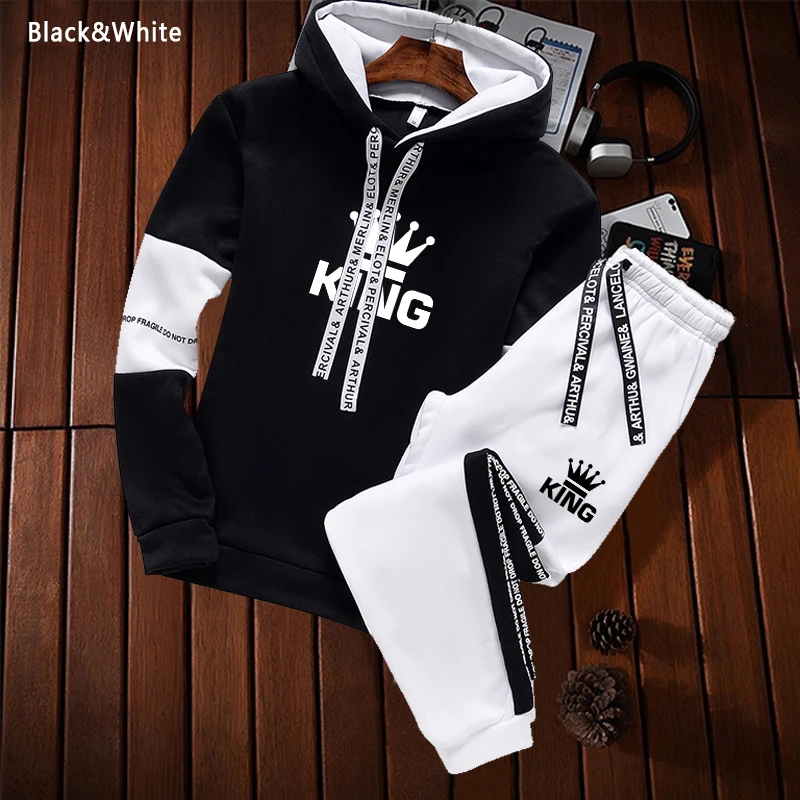 

Men's Tracksuit Hoodie Sets Casual Hooded Sweatshirt + Jogging Pants Outfit Man Pullover Hoody Fashion Streetwear Clothes