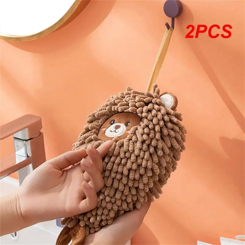 

2PCS Towel Absorb Water Household No Shedding Chenille Does Not Fade Hand Wiper Soft Hand Towel Easy To