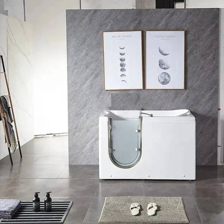 Hot selling acrylic walk-in bathtub with lights old people disabled person massage air bubble walk in bathtubs 3