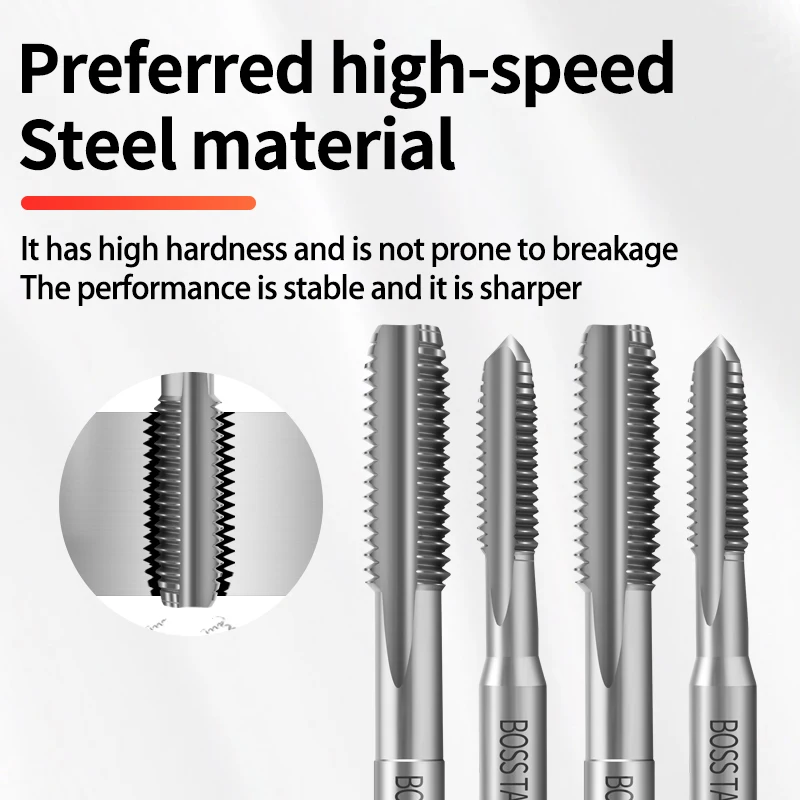HSSE-M35 JIS Standard TIN Coating Left Hand Straight Fluted Hand Tap M2 M3 M4 M5 M6 - M12 Machine Sc