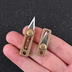 Outdoor EDC Mini Brass Paper Cutting Knife Sharp Pocket Retractable Portable Keychain Pendant Tools Survival Multifunction Tools