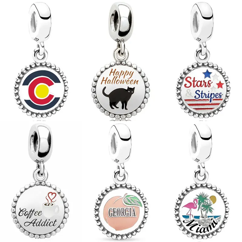 

Оригинальные звезды и полосы кофе бьюджер Джорджия Майами фотобусины подходят для 925 стерлингового серебра очаровательные фотоукрашения