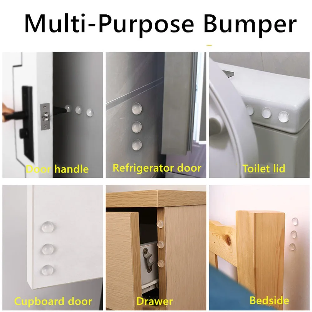 50pc Self-adhesive Silicone Door Stopper Furniture Damper Door Handle Protector Wall Bumper Noise Reduction Floor Protection Mat