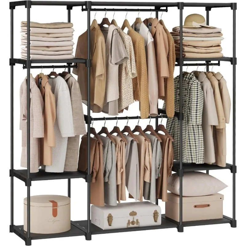 

Portable Closet, Freestanding Closet Organizer, Clothes Rack with Shelves, Hanging Rods, Storage Organizer,for Cloakroom,Bedroom