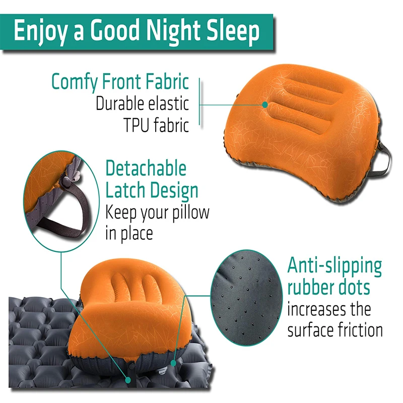 Outdoor Camping Portable Inflatable Pillow The Wild Waterproof Sun Protection Air Pillow Comfortable And Durable Hiking