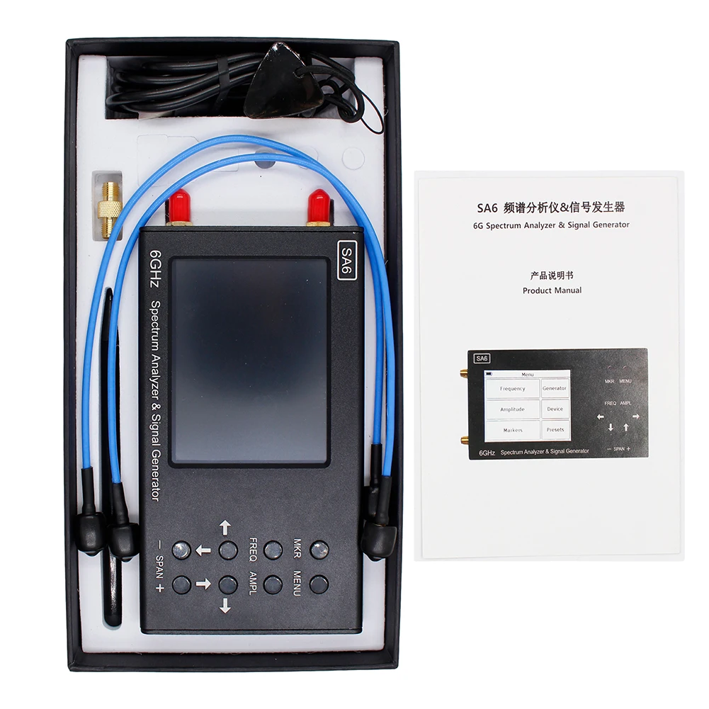 SA6 스펙트럼 분석기 및 신호 발생기, 휴대용 스펙트럼 분석기, WiFi 2G 4G LTE CDMA GSM 신호용, 3000mAh 배터리, 6GHz