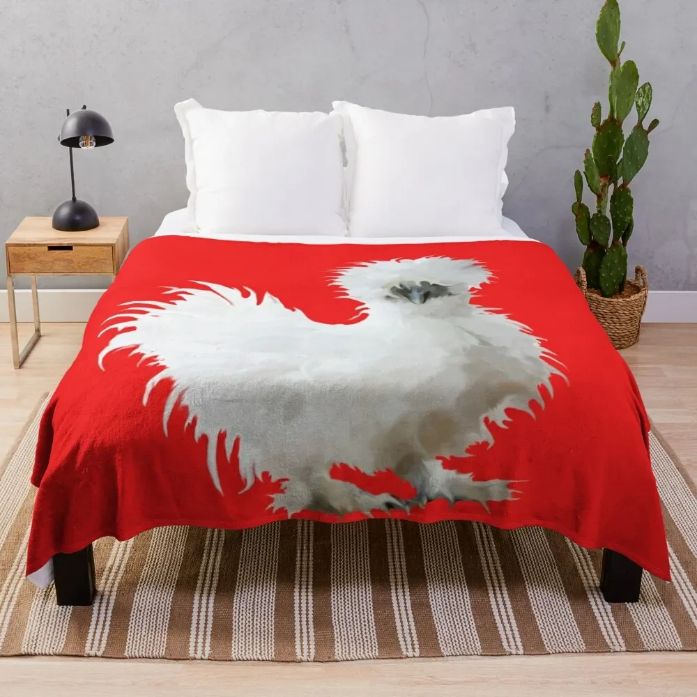 

Silly White Silkie Chicken Throw Blanket Bed linens Retro Blankets Hairy Blankets Sleeping Bag Blanket